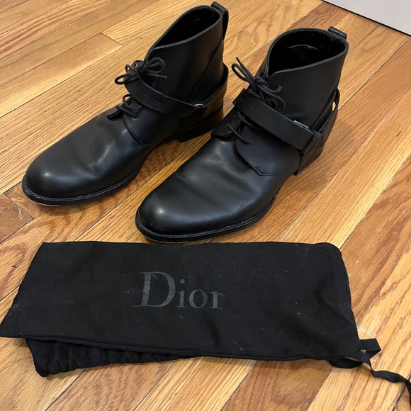 Christian Dior Mens Black Lace Up Ankle Boots Euro Size 41 (8.5) - Picture 1 of 10